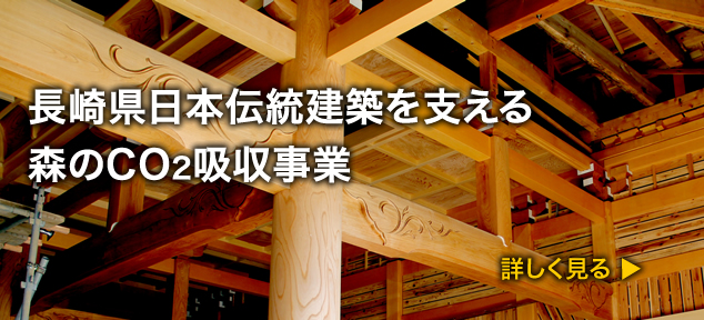 長崎県日本伝統建築を支える森のCO2吸収事業